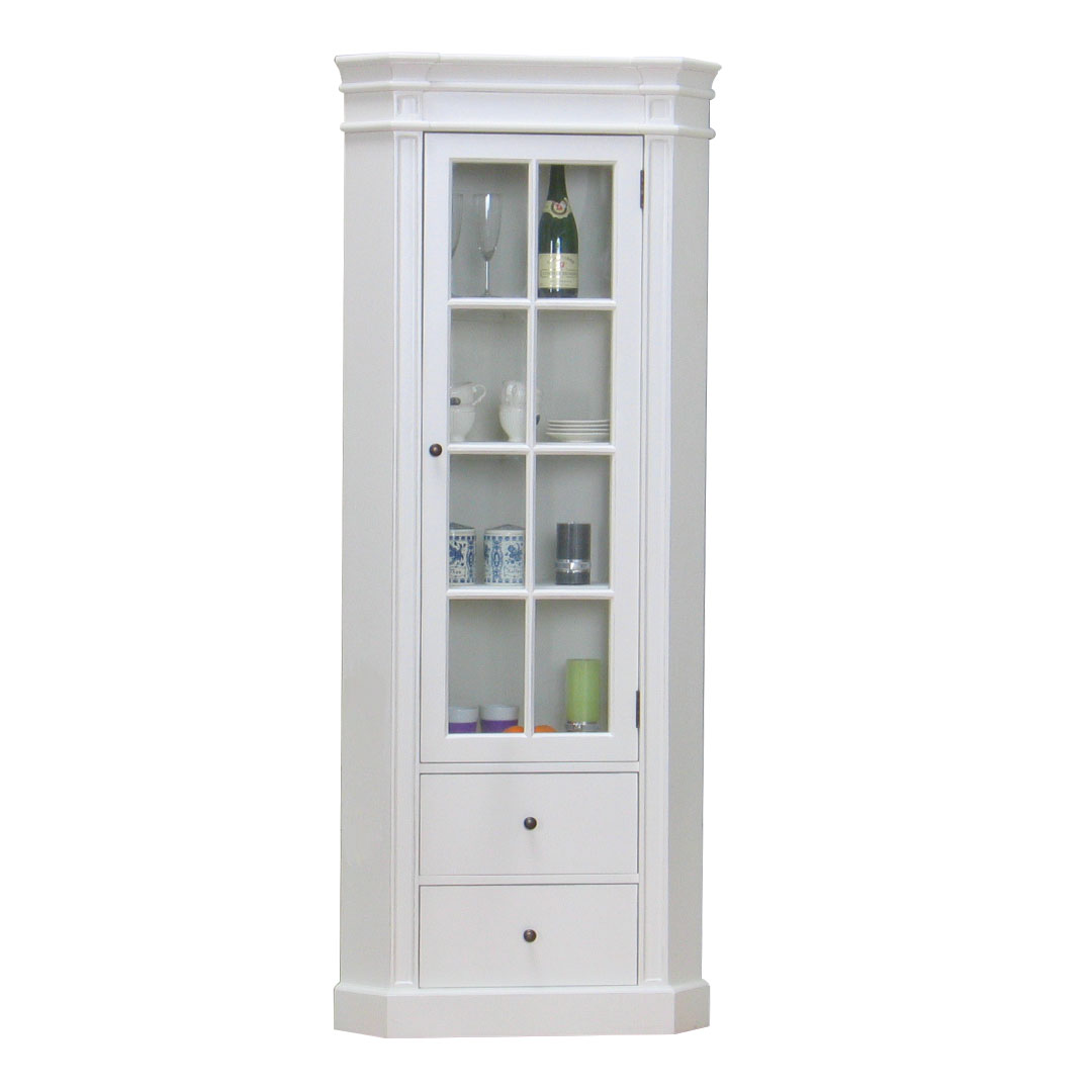 Amaretta hjørneskab i antik hvid, antik patineret. Bredde 55 cm, højde 200 cm