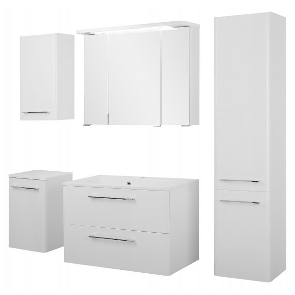 Badeværelse grete 80 large opstilling hvid højglans. fri fragt. Glashylde badeværelse 80 cm