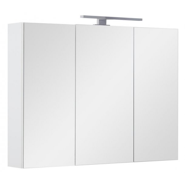 Spejlskab athena 80 cm til bad hvid højglans lak inkl. led lys. Glashylde badeværelse 80 cm