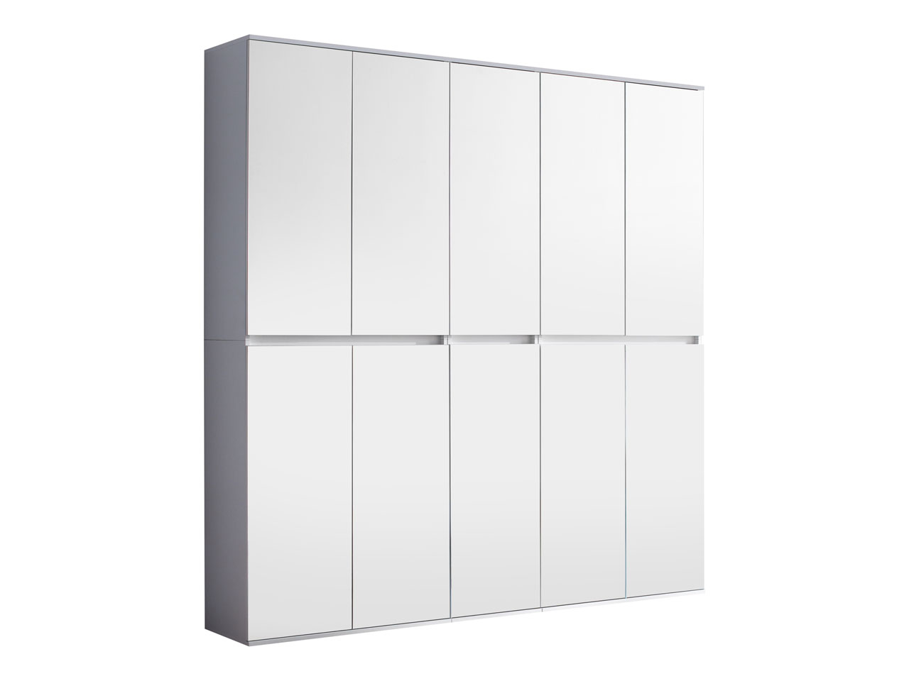 Minor klædeskab 10 låger, hvid, spejl