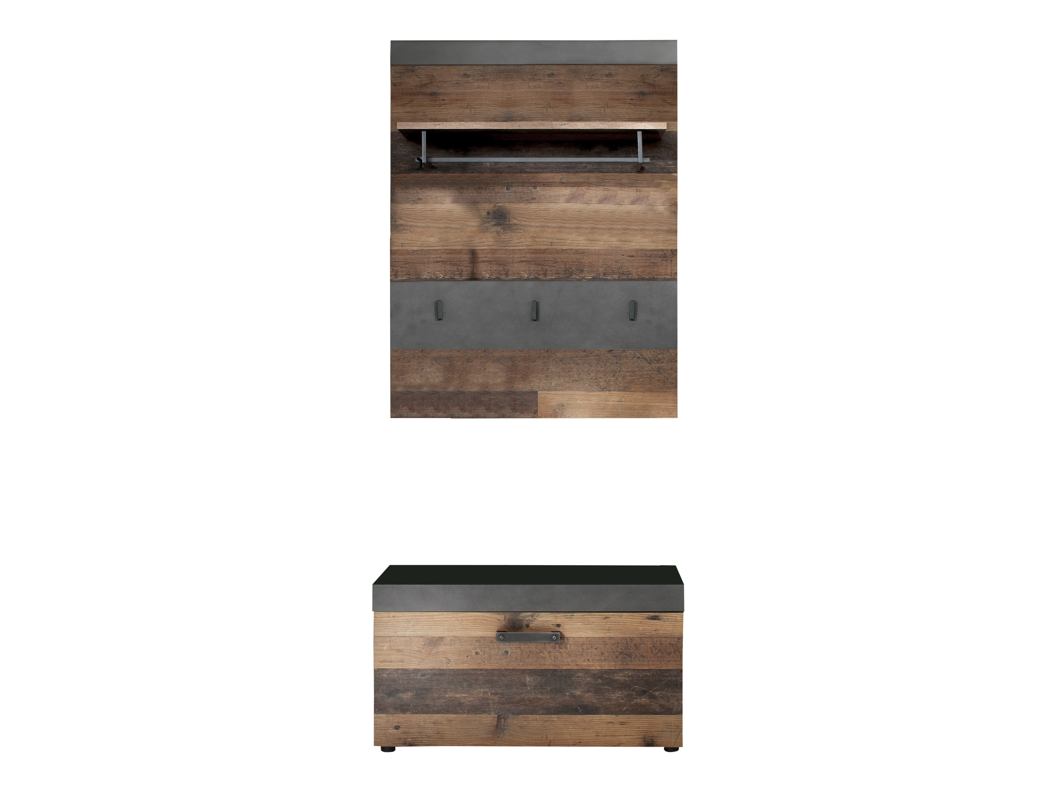 Irwin entremøbelsæt E, grå Matera dekor, Old Wood dekor