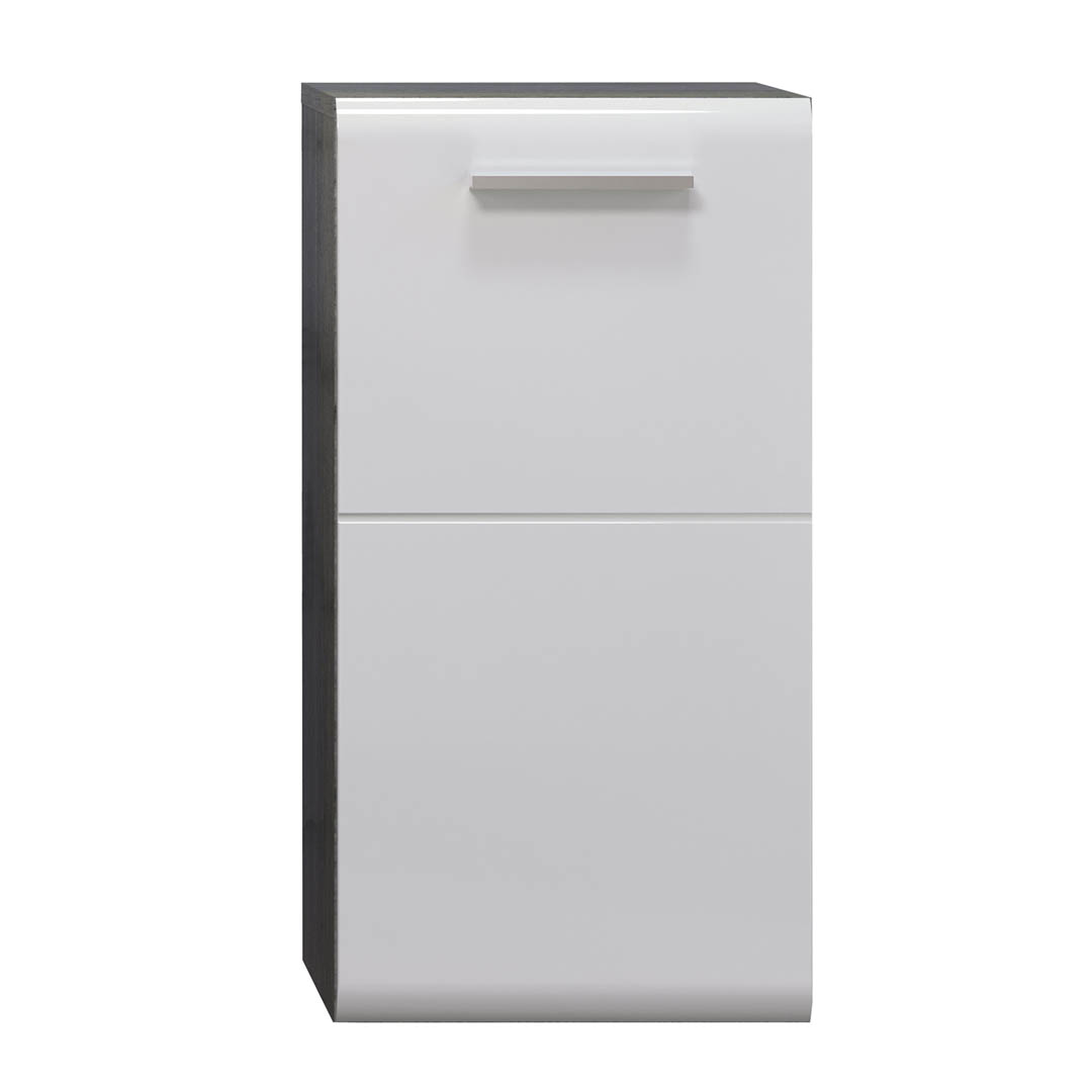 Riva B badskab vægophæng, 1 låge, hvid højglans, grå