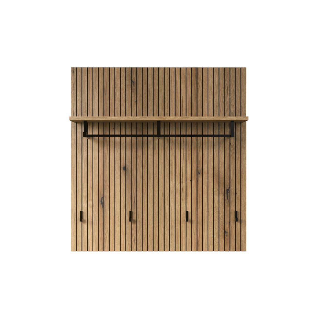 PureBliss knagerække 1 hylde, 1 bøjlestang, 4 knager eg dekor