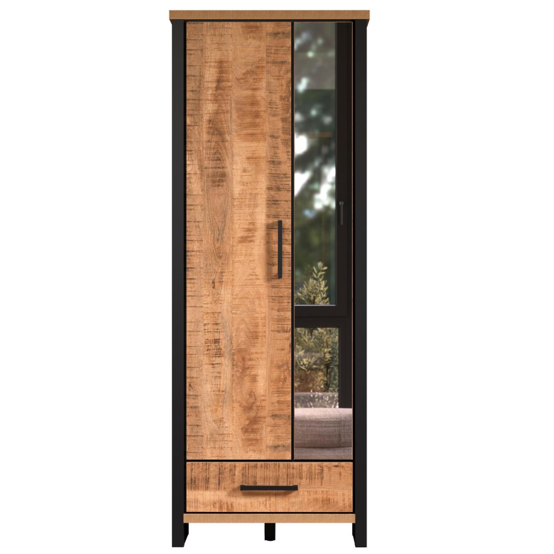 Enna klædeskab 2 låger, 1 skuffe mango dekor