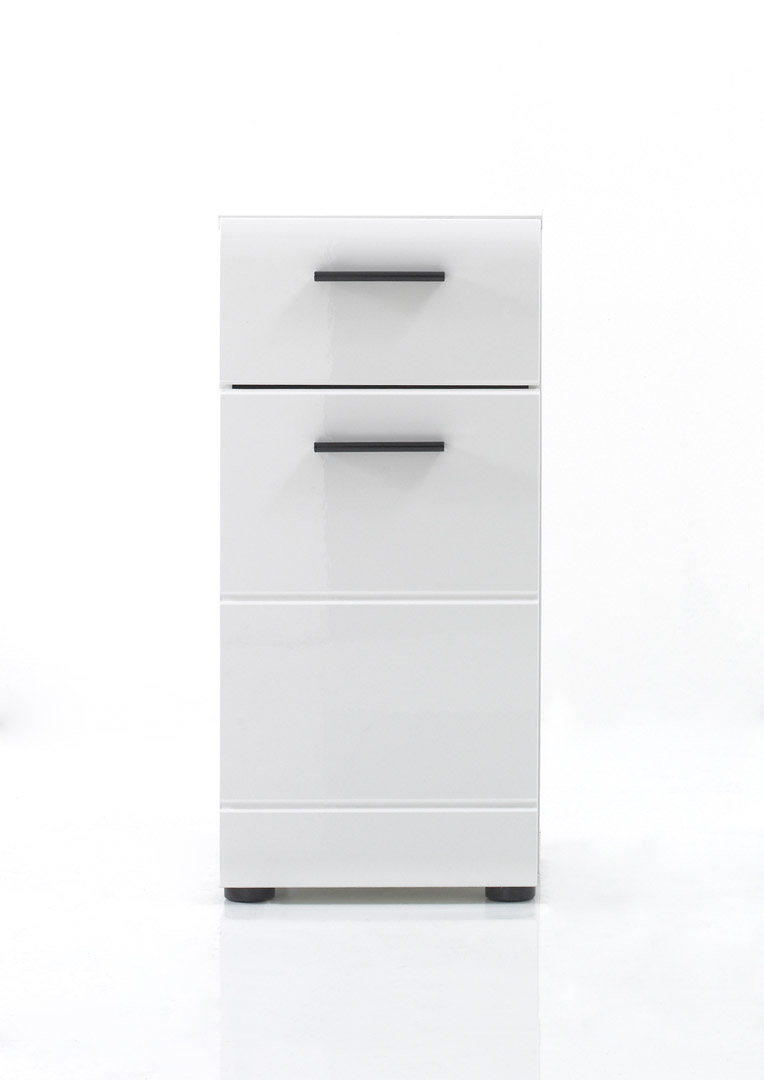 SkinGloss badskab 1 låge, 1 skuffe hvid, hvid højglans