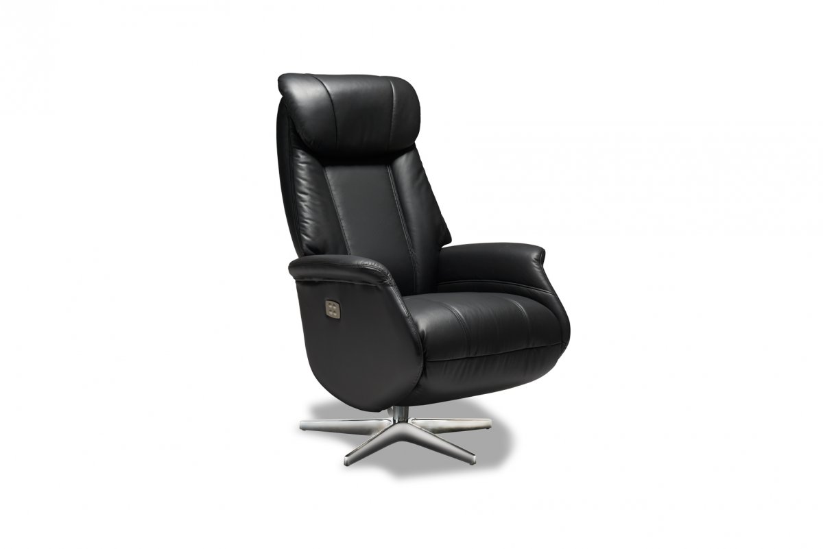 Brack Sessel, motorbetriebener Otiumsessel in schwarzen echten Leder