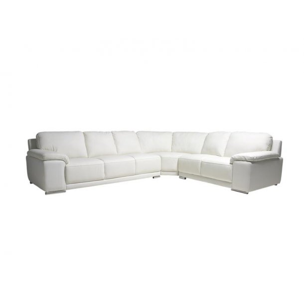 Solo hjørnesofa til højre i hvid ægte læder. fri fragt! Hjørnesofa læder