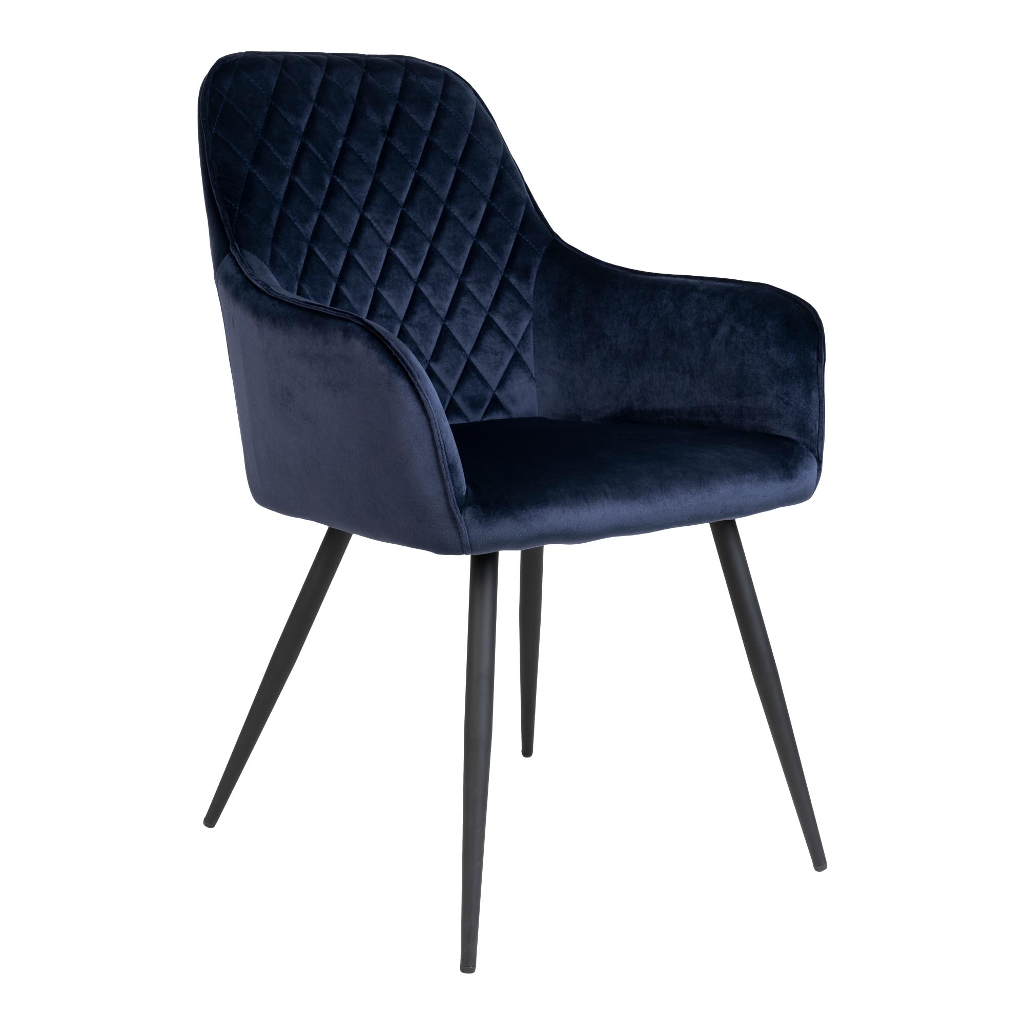Harbo Spisebordsstol - Spisebordsstol, Velour, Blå, Sorte Ben Hn1205 Sæt af 2 stk.
