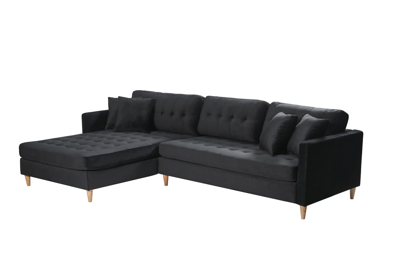 Marino Deluxe Chaiselong sofa højre eller venstrevendt inkl. puder velour sort