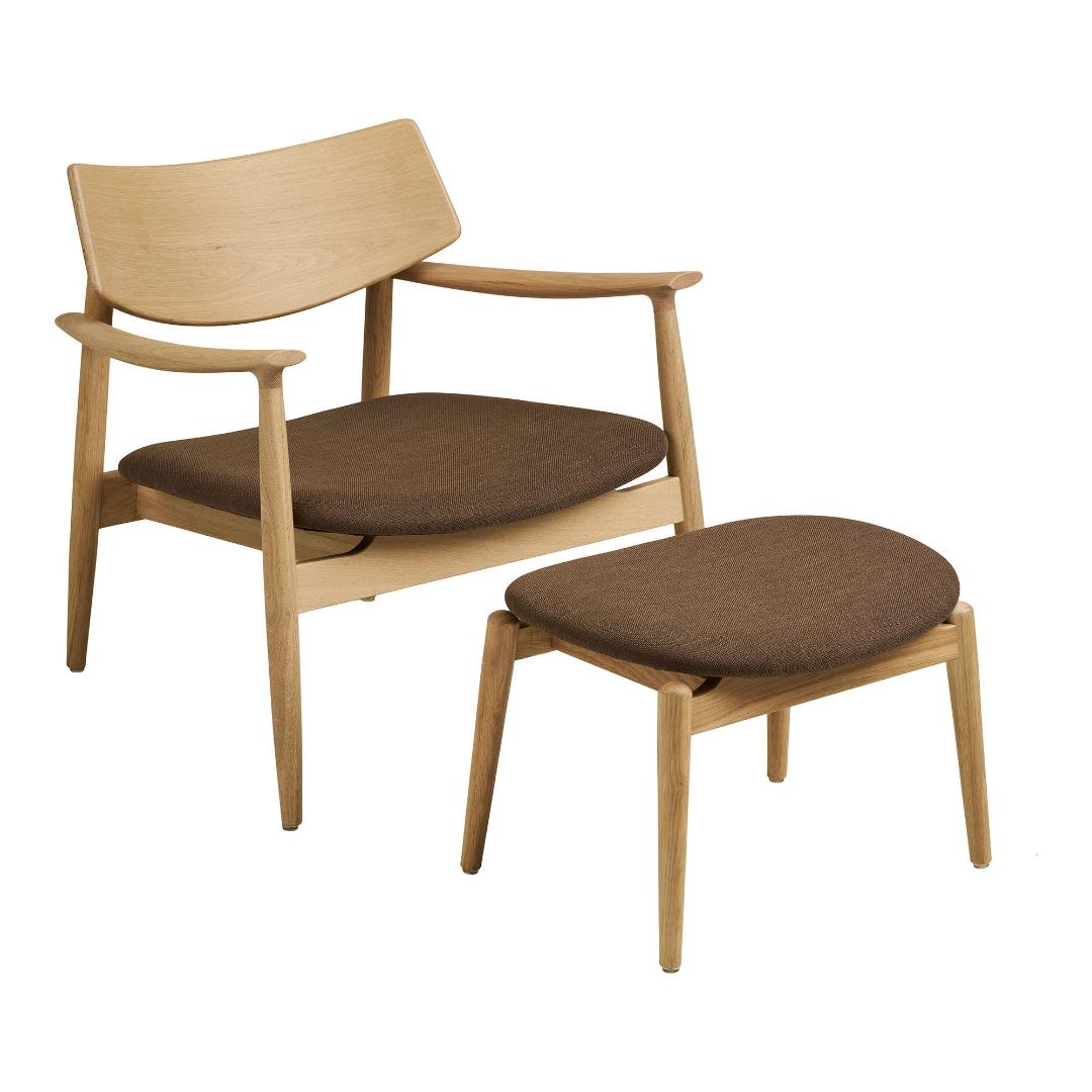Olvera Sæt - Loungestol Og Fodskammel, Natur/Brun Hn1084
