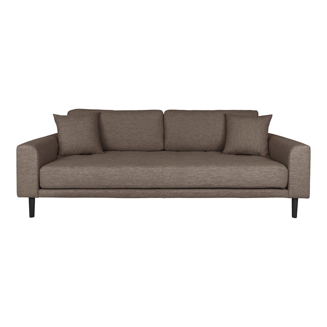 HOUSE NORDIC Lido 3 pers. sofa, m. 2 puder - brun polyester og sort bøg