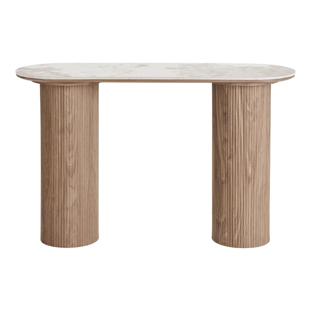Athens Konsolbord - Konsolbord, Keramik Bordplade, Hvid/Brun 40X120X78 Cm