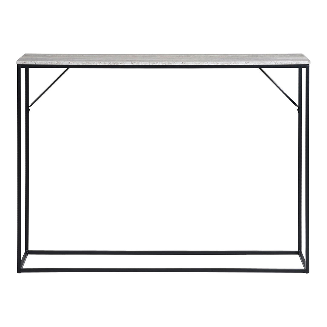 HOUSE NORDIC Vita konsolbord, rektangulær - natur melaminfolie med travertin look/sort stål (110x26)