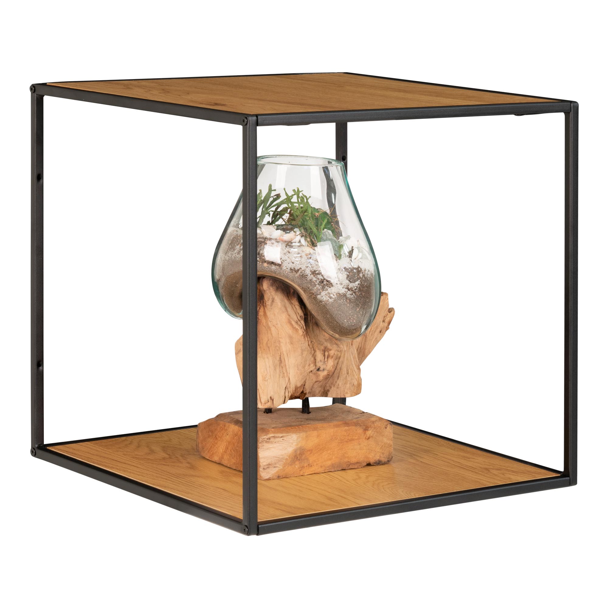 Vita reol, væghylde med 1 hylde, sort, ege dekor billede