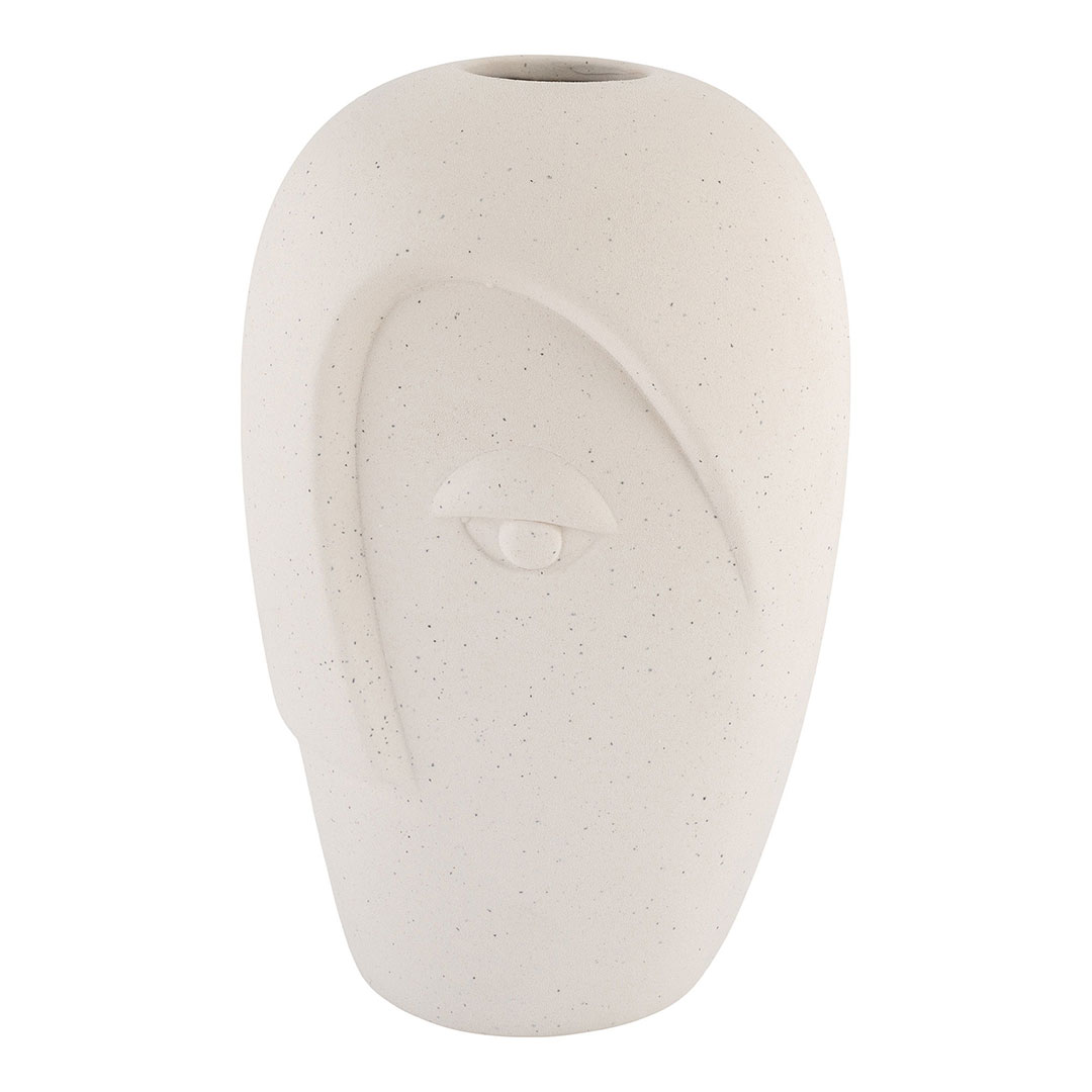 Vase i sand keramik med ansigt  12,5x13x19,5 cm - 4441707