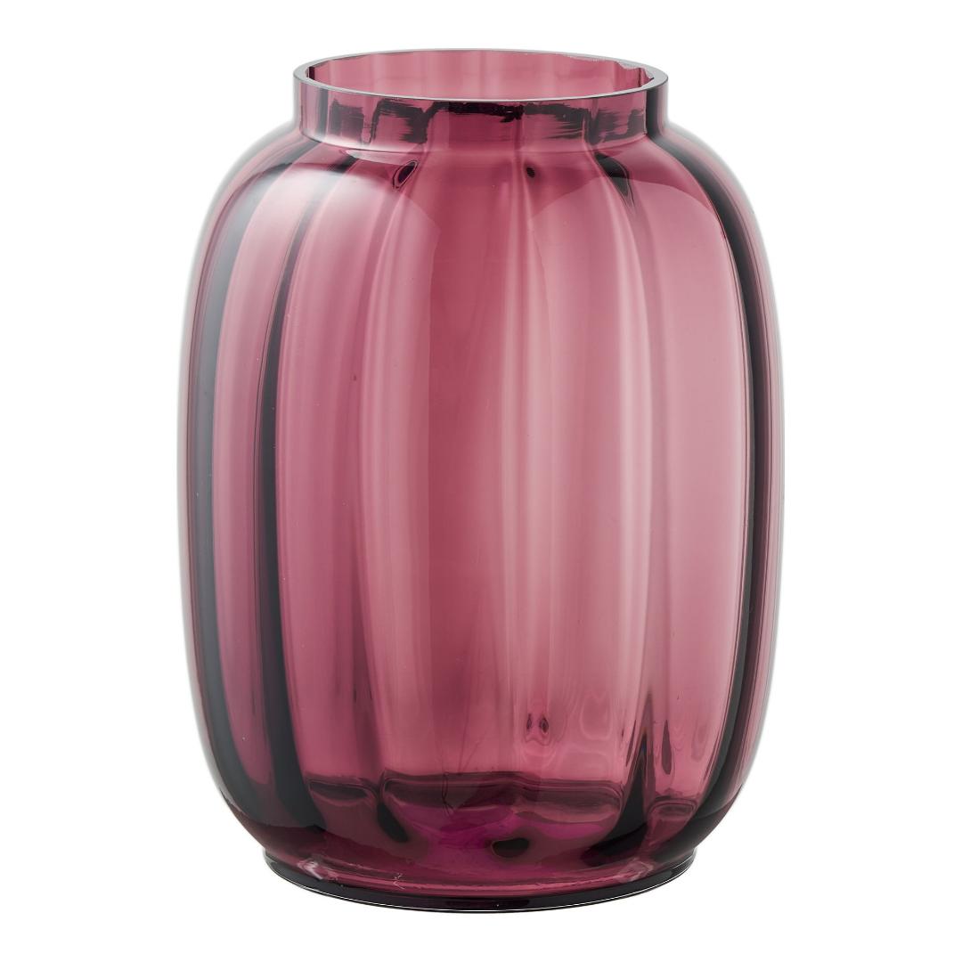 Lykke vase mundblæst glas smoked Rød