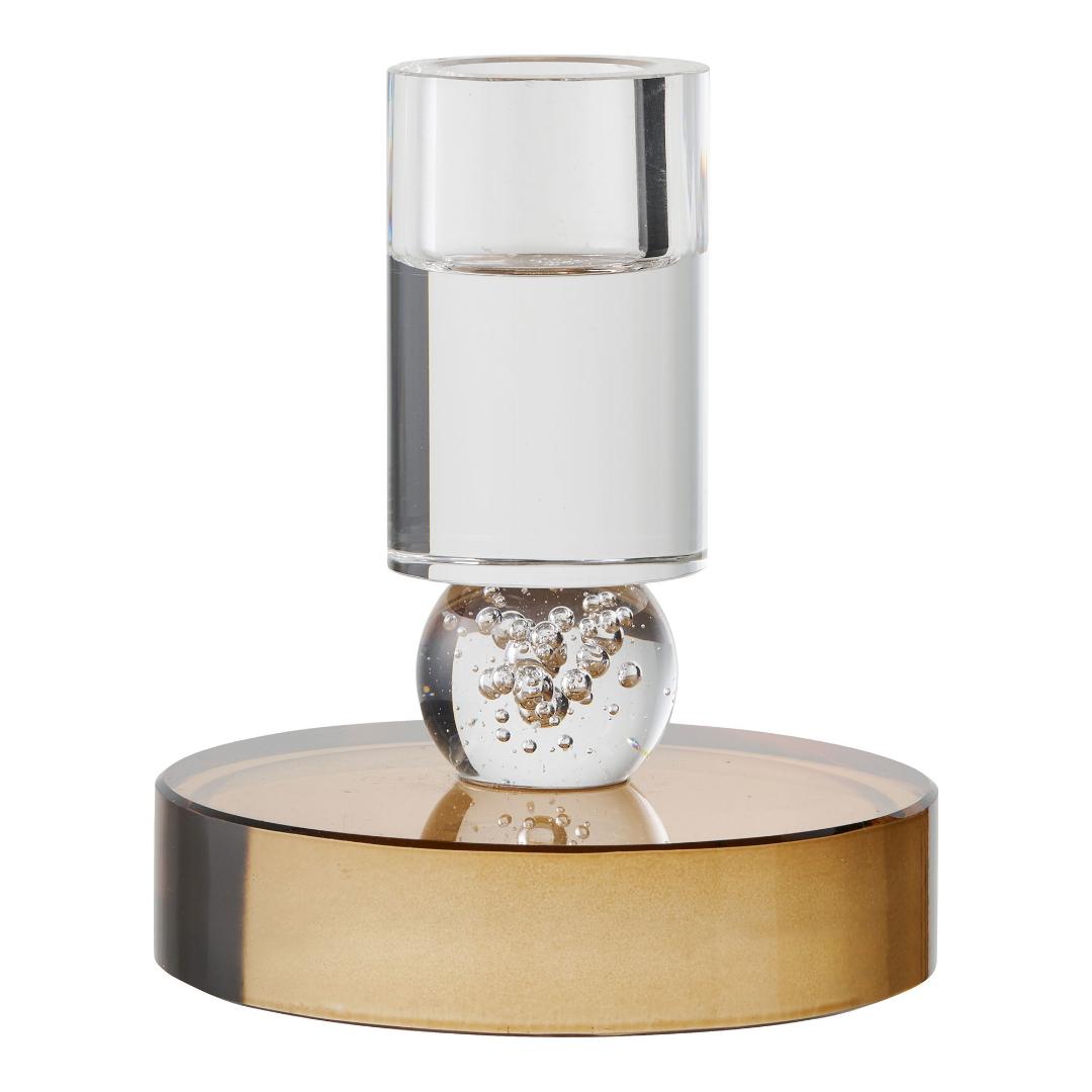 Vilma lysestage Ø8,5cm brun,hvid