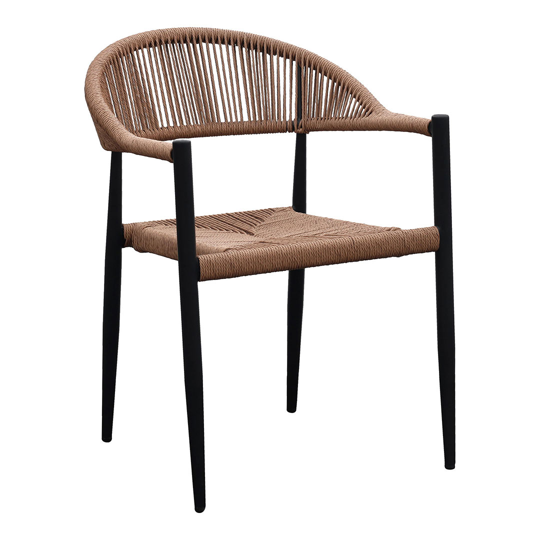 Canari Spisebordsstol - Spisebordsstol, Aluminium/Pe Rattan, Natur, Sort Stel Sæt af 2 stk.