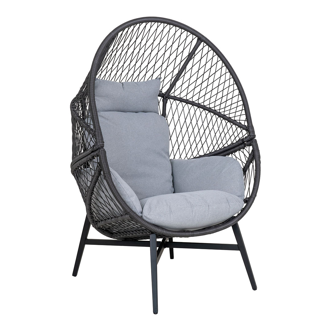 Rosario Loungestol - Loungestol, Polyrattan, Sort, Inkl. Hynder