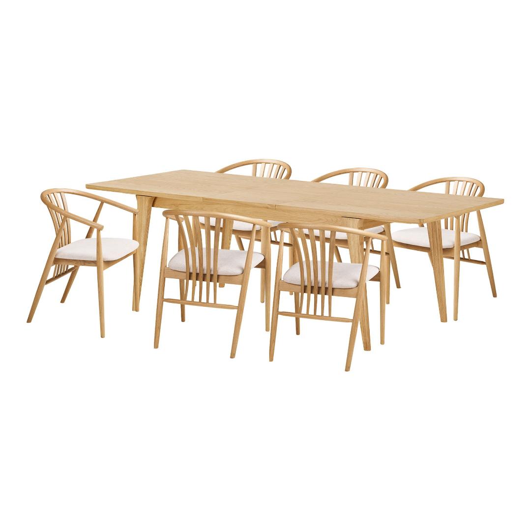 Oline spisebordssæt spisebord 6 stole natur