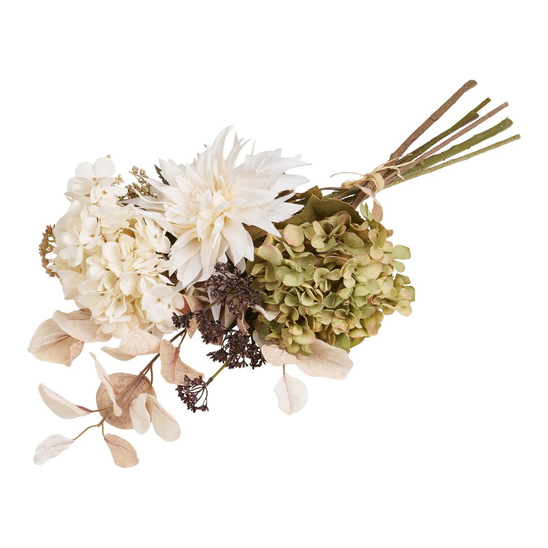 Hortensia kunstig blomsterbuket højde 67cm flerfarvet