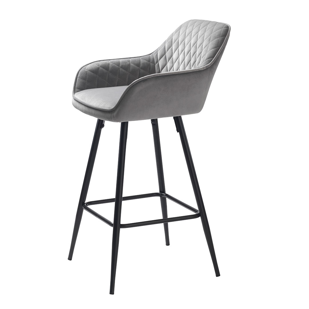Milton barstol , counterstol velour grå