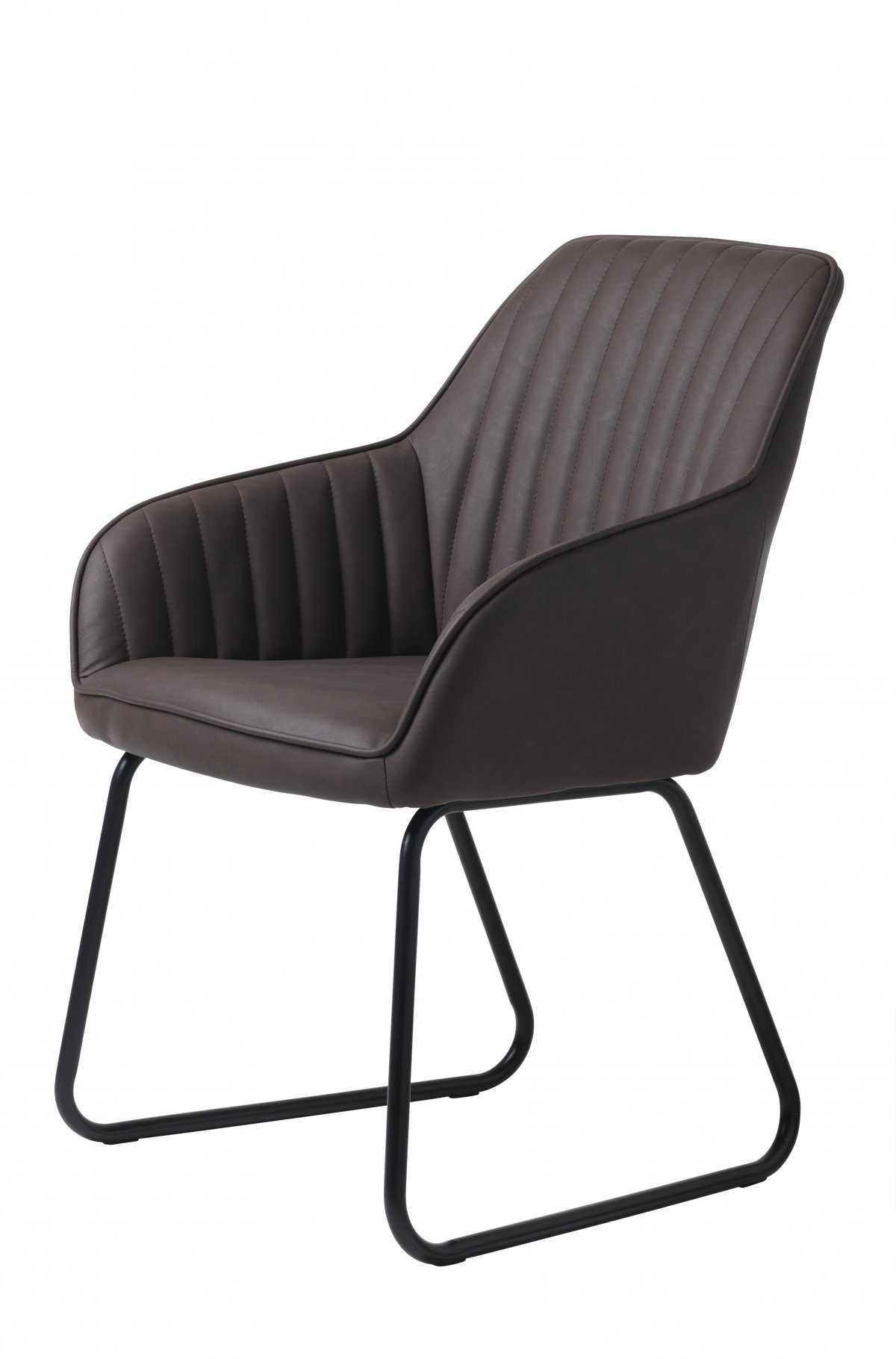 Bram Esszimmerstuhl mit Armlehenen in dunkelbraunen PU Kunstleder und