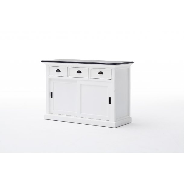 Halifaxcontrast Sideboard Mit Schiebeturen Und 3 Schubladen Weiss Mit Schwarzem Top Bestellen Sie Hier