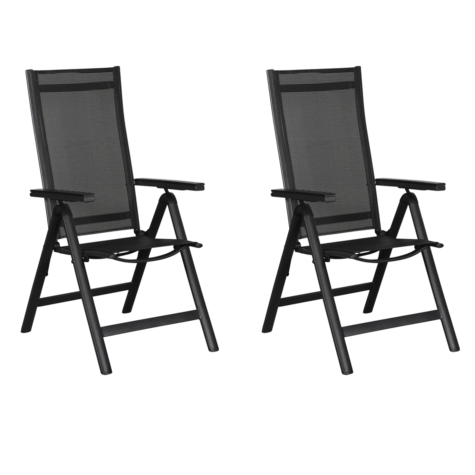 Kenny 2 x havestol, justerbar ryg, 6 positioner sort/sort