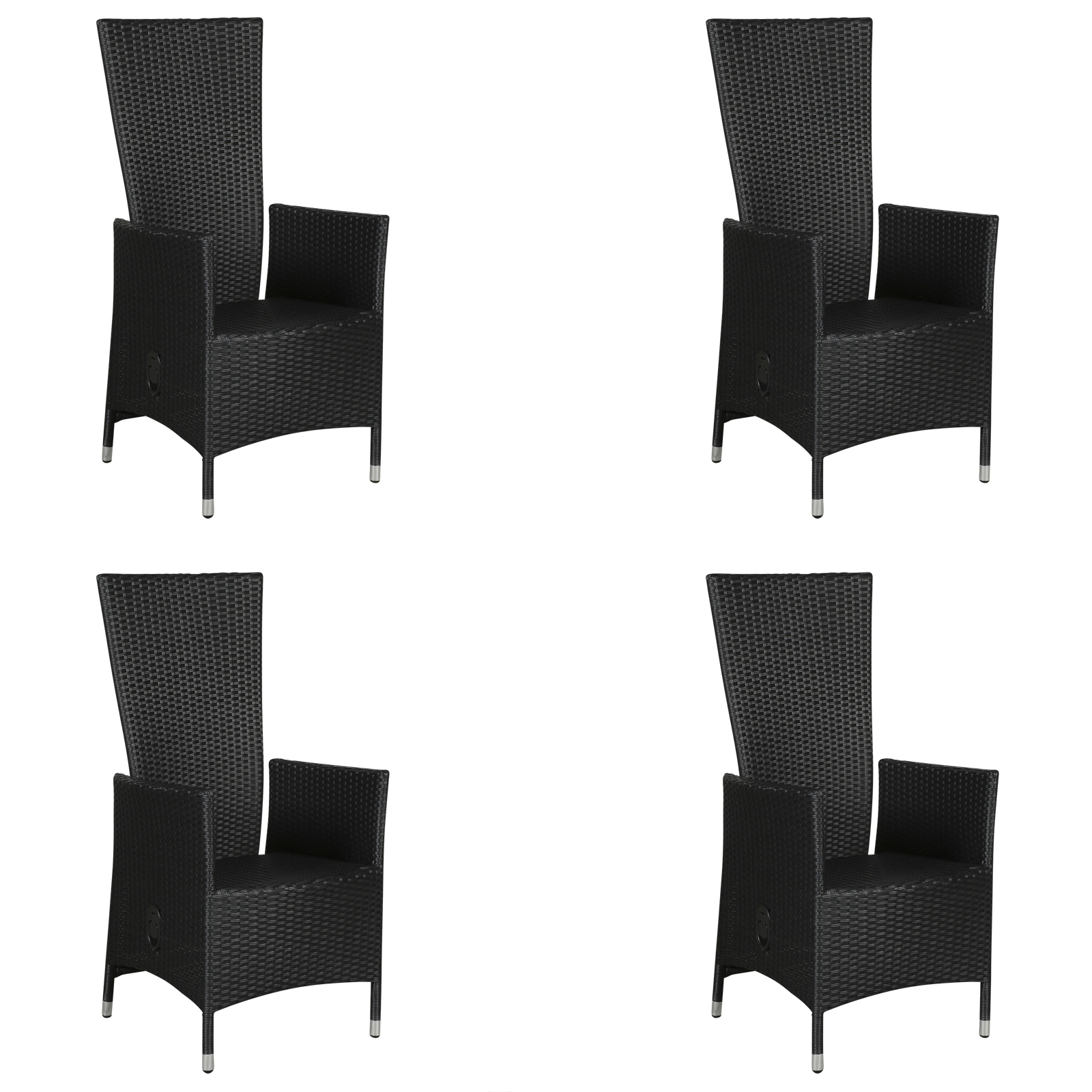 Joops 4 x havestol, med pumpe og trinløs indstillelig ryg, sort