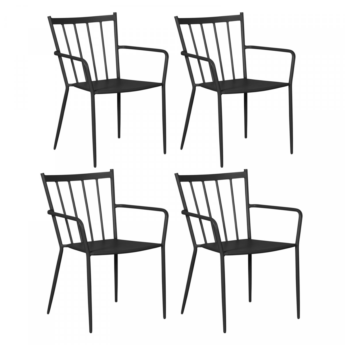 Irma 4 x Gartenstuhl, stapelbar, schwarz. Bestellen Sie hier!