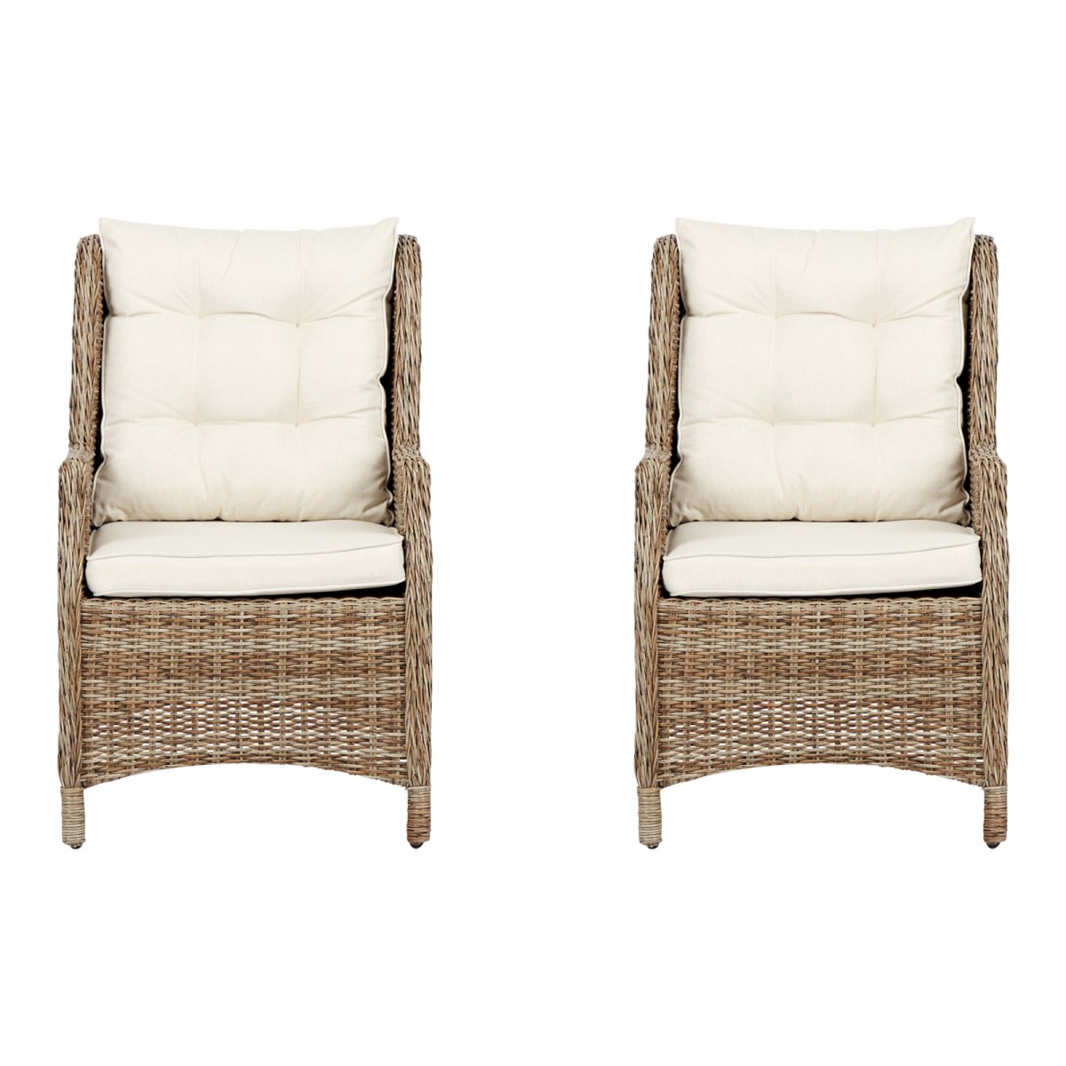 2xGram Gartenstuhl Modell 2, inkl. Sitzkissen, natur und offwhite