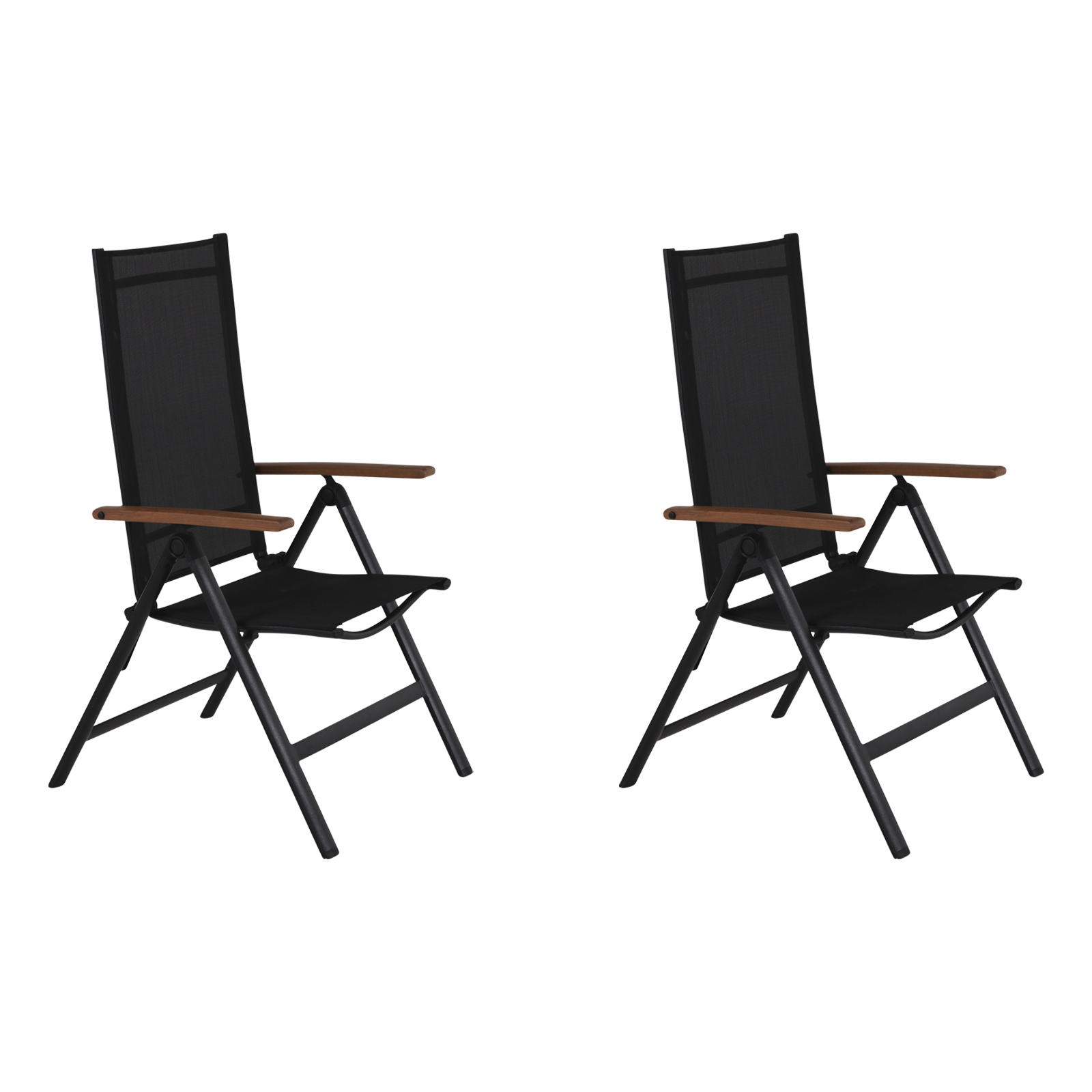 2xLamira havestol positions stol, sort og teak armlæn.