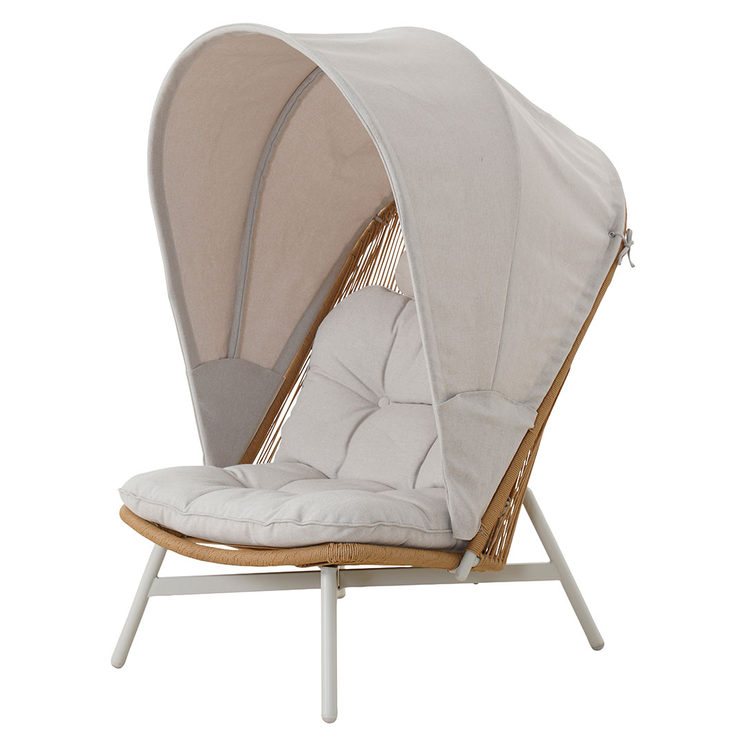 Bille loungestol Polyrattan med hynde beige,natur, grå