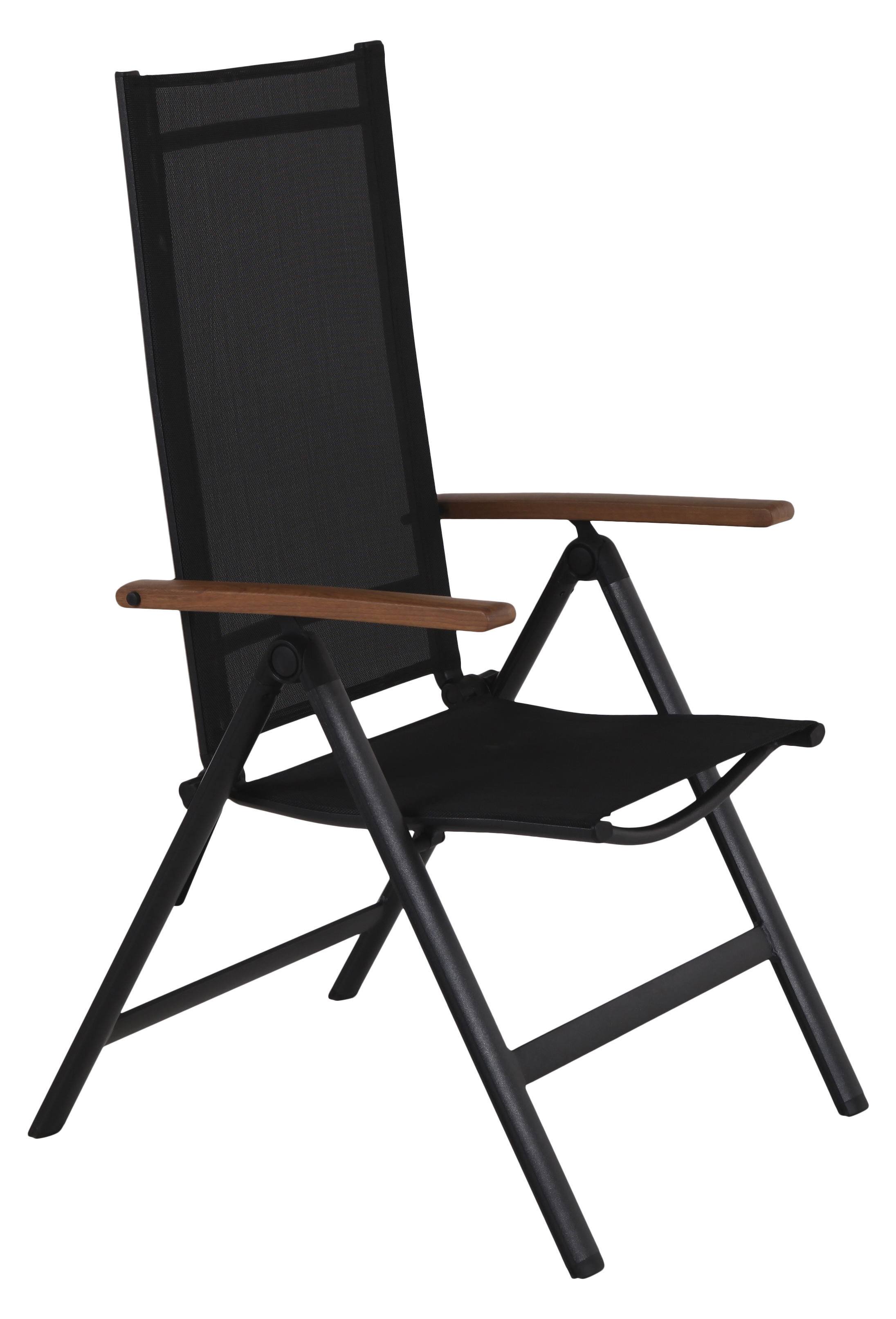 Lamira havestol positions stol, sort og teak armlæn.