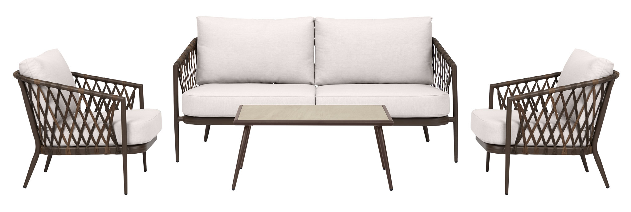 Harvey havesæt med 4 dele inkl. hynder brun, støvet natur