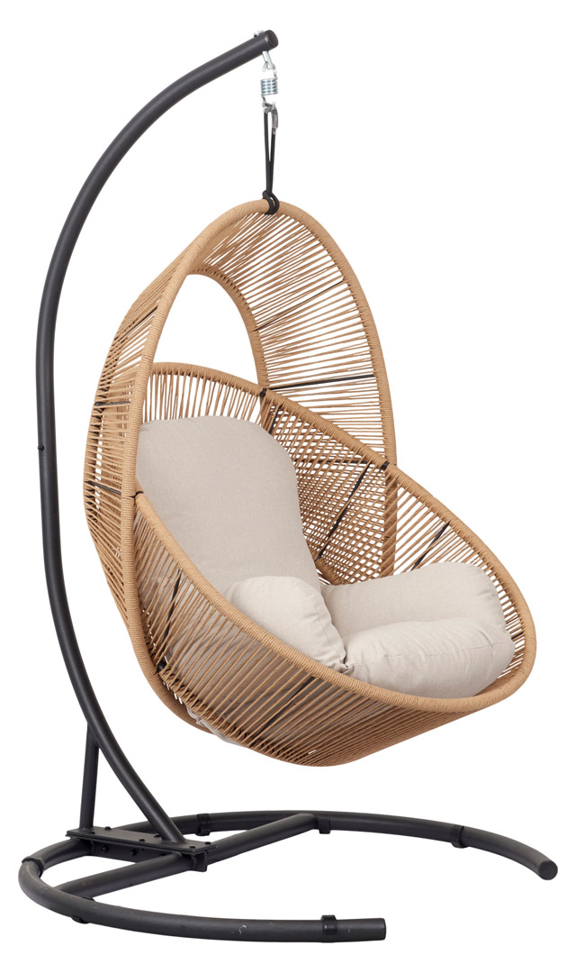 Tim loungemøbel hængestol med hynder sort, natur, støvet natur