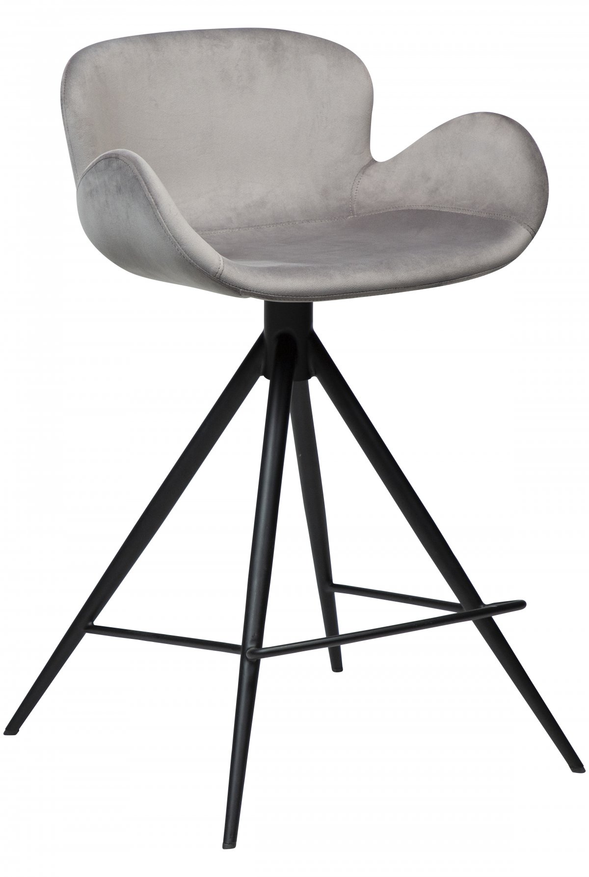 Danform Gaia barstol , counterstol velour med armlener grå Danform Gaia barstol , counterstol velour med armlener grå