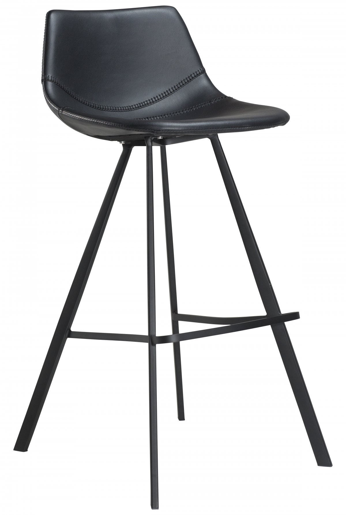 Danform Pitch Barhocker schwarz PU Kunstleder, schwarze Beine
