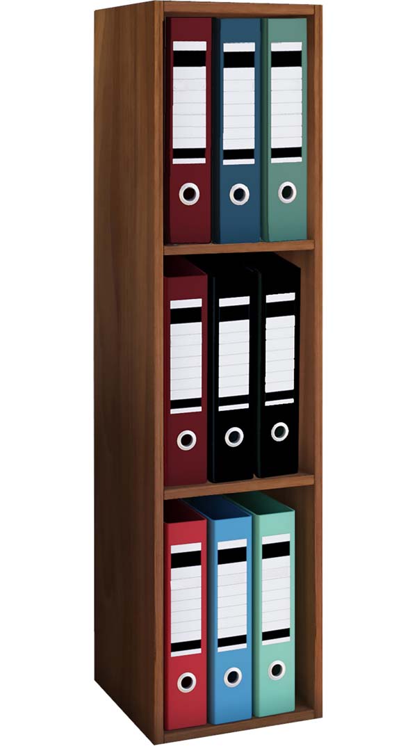 Offas3 kontorreol 3 hylder nøddetræ dekor