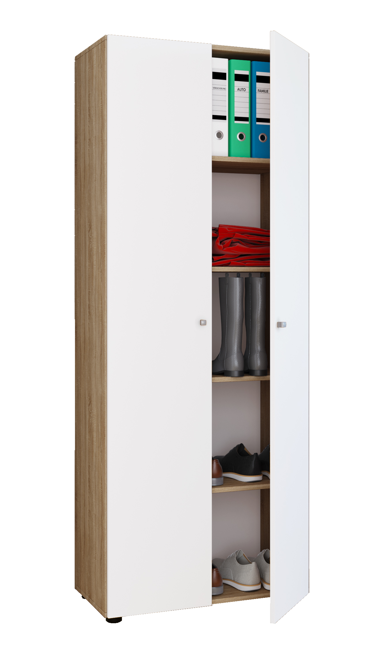 Vandol Ikombi universalskab 2 låger, Sonoma eg dekor, hvid