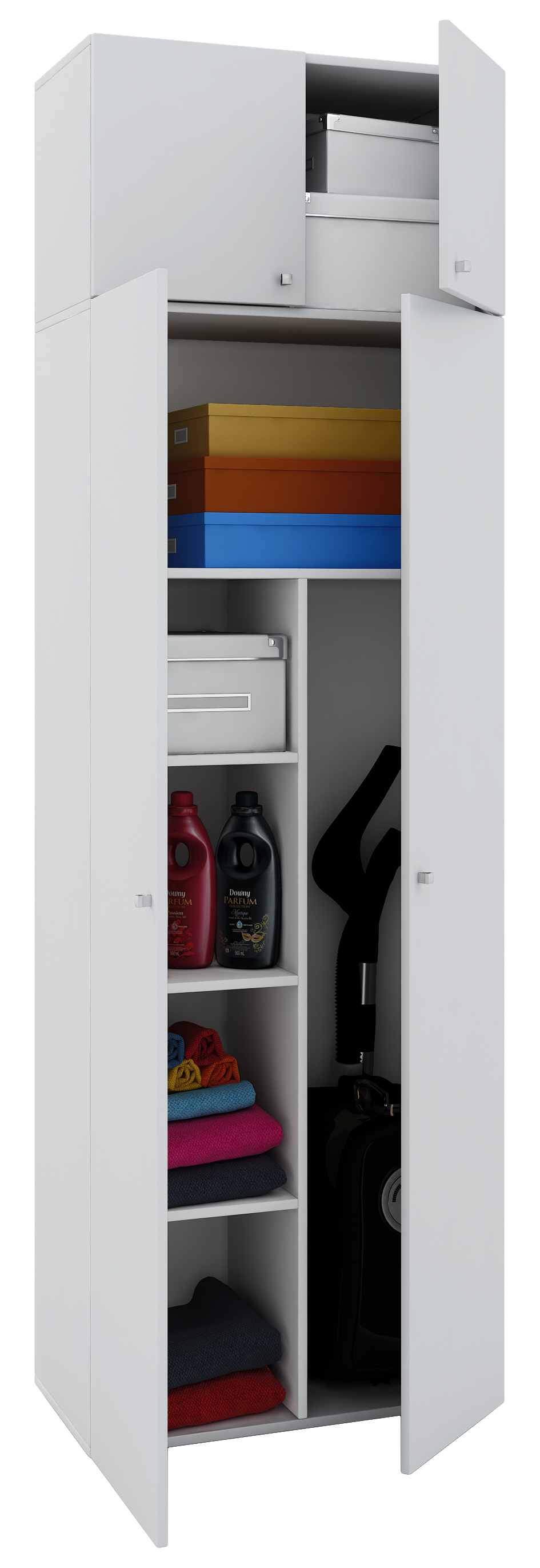 Vandol II universalskab , rengøringsskab med overskab 4 låger, hvid