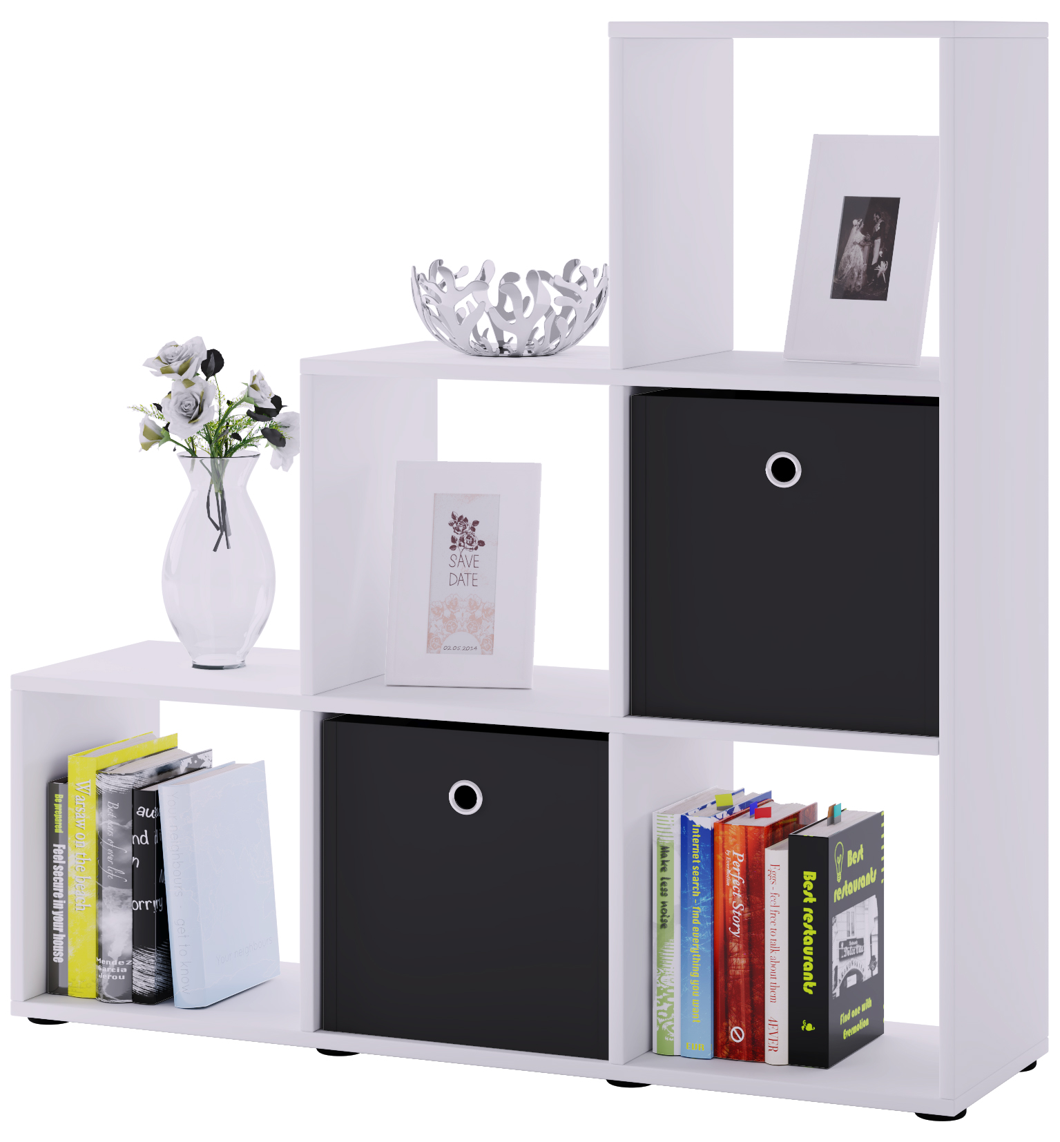 Nitas reol, rumdeler 6 rum, hvid billede