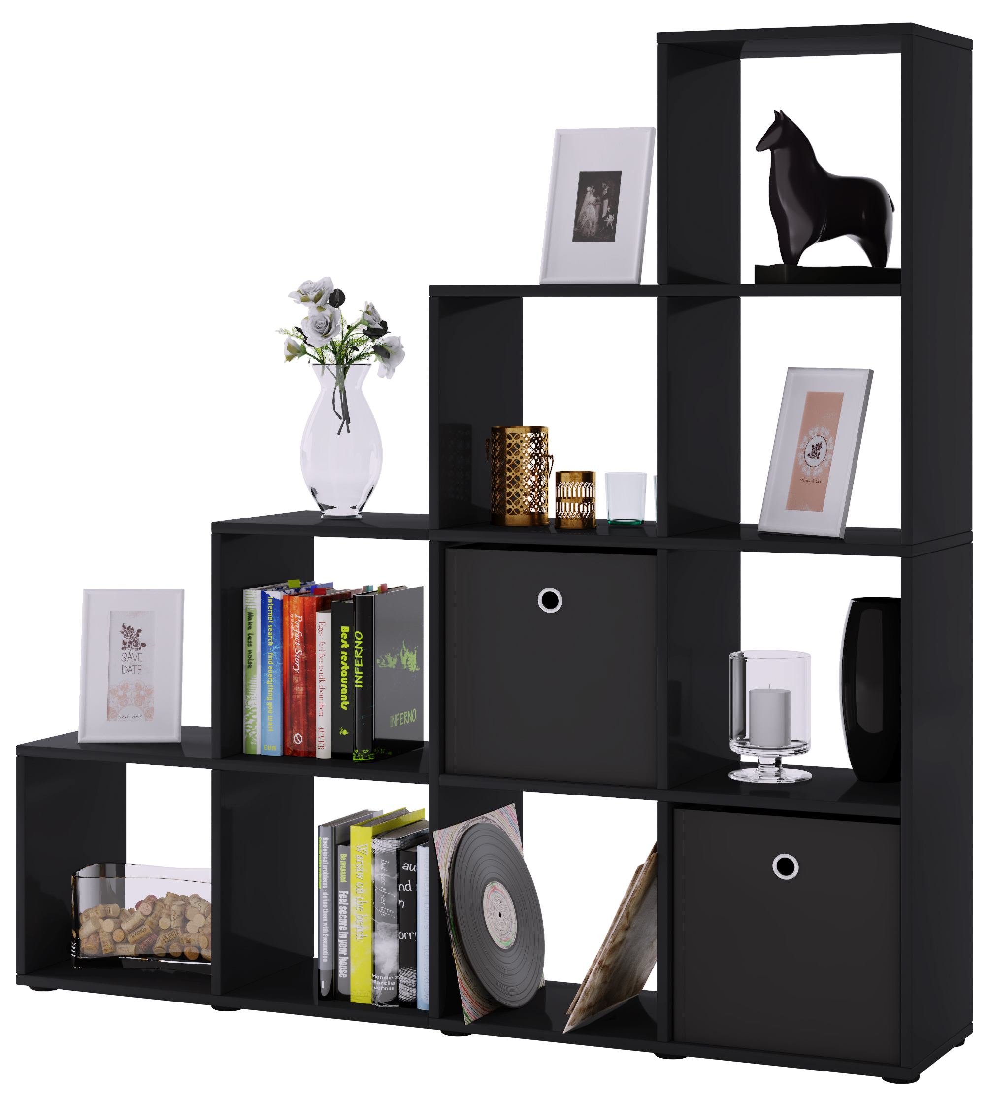 Nabini reol, rumdeler 10 rum, sort billede