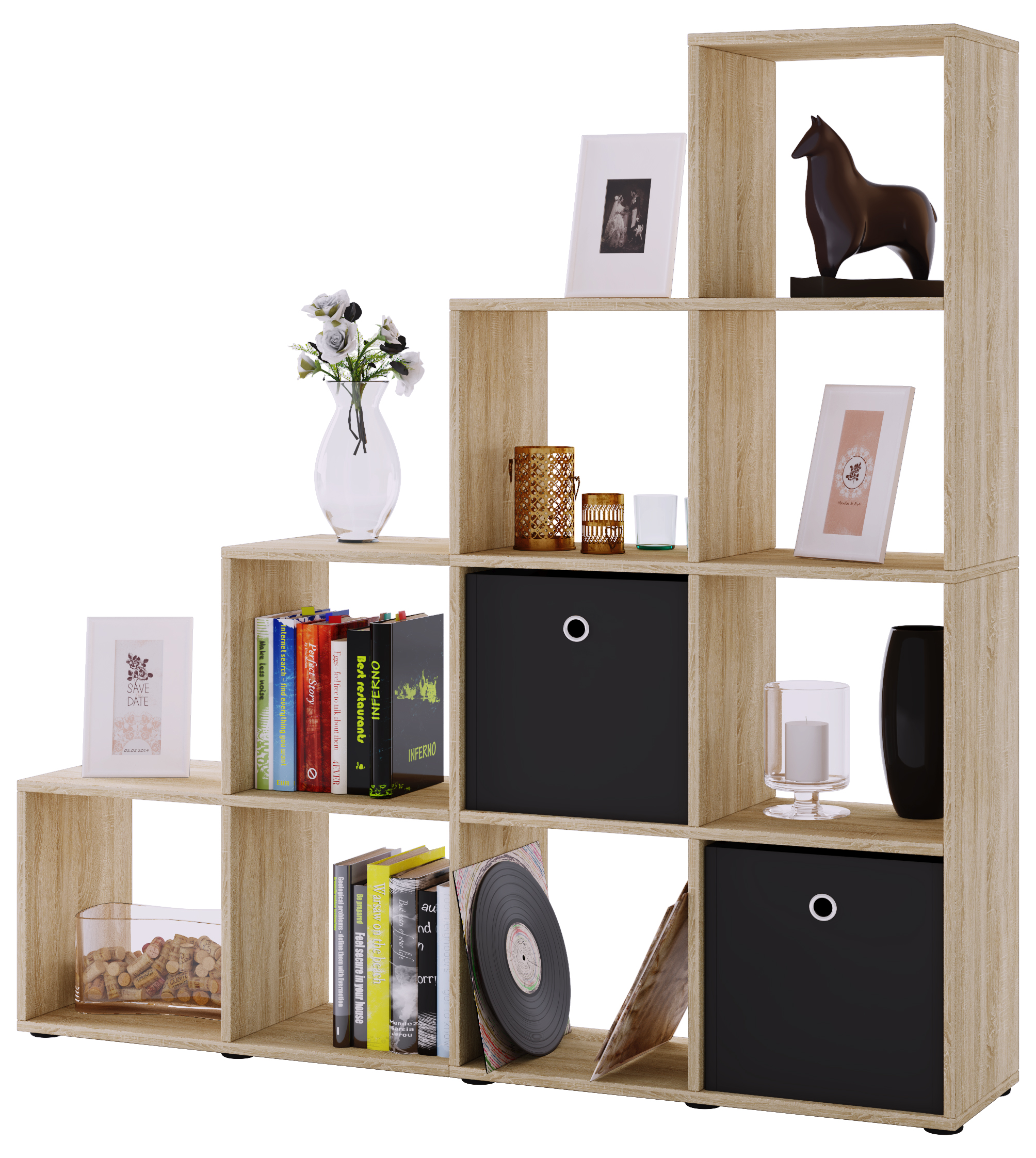 Nabini reol, rumdeler 10 rum, Sonoma eg dekor billede