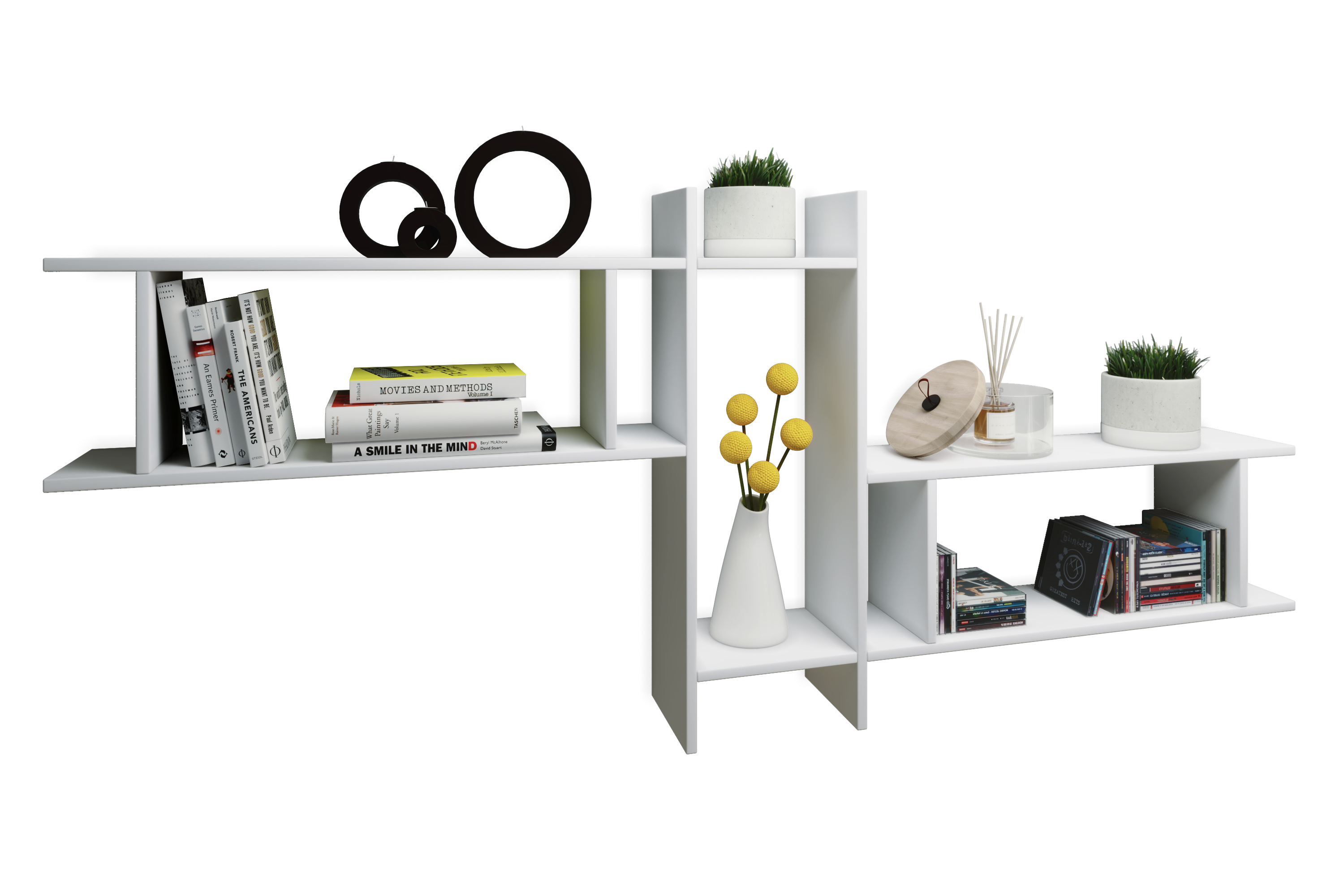 Sirola Maxi reol, væghængt med 5 rum, hvid billede