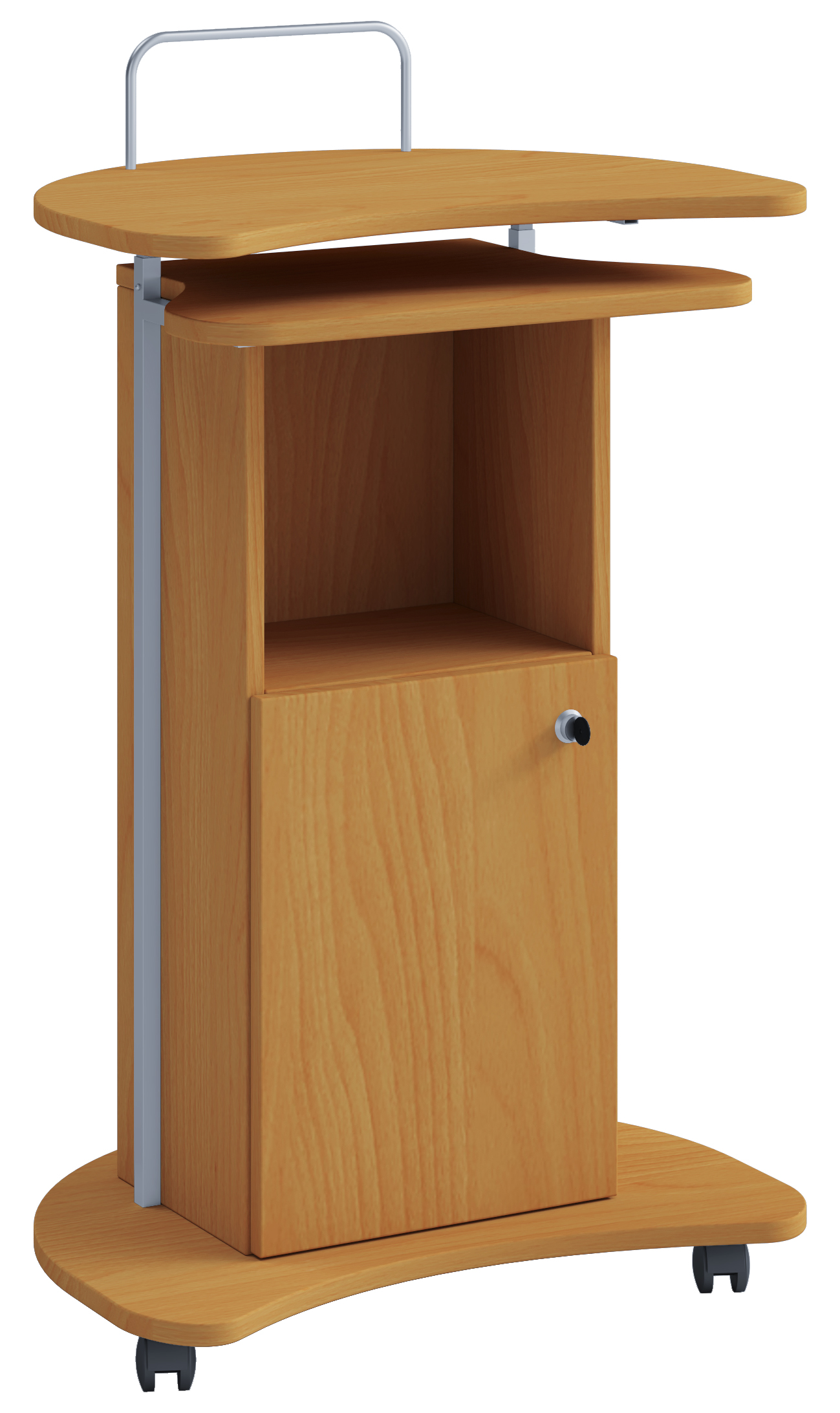 Komil skrivebord, skrivepult højdejusterbar 1 rum og 1 låge, bøg dekor