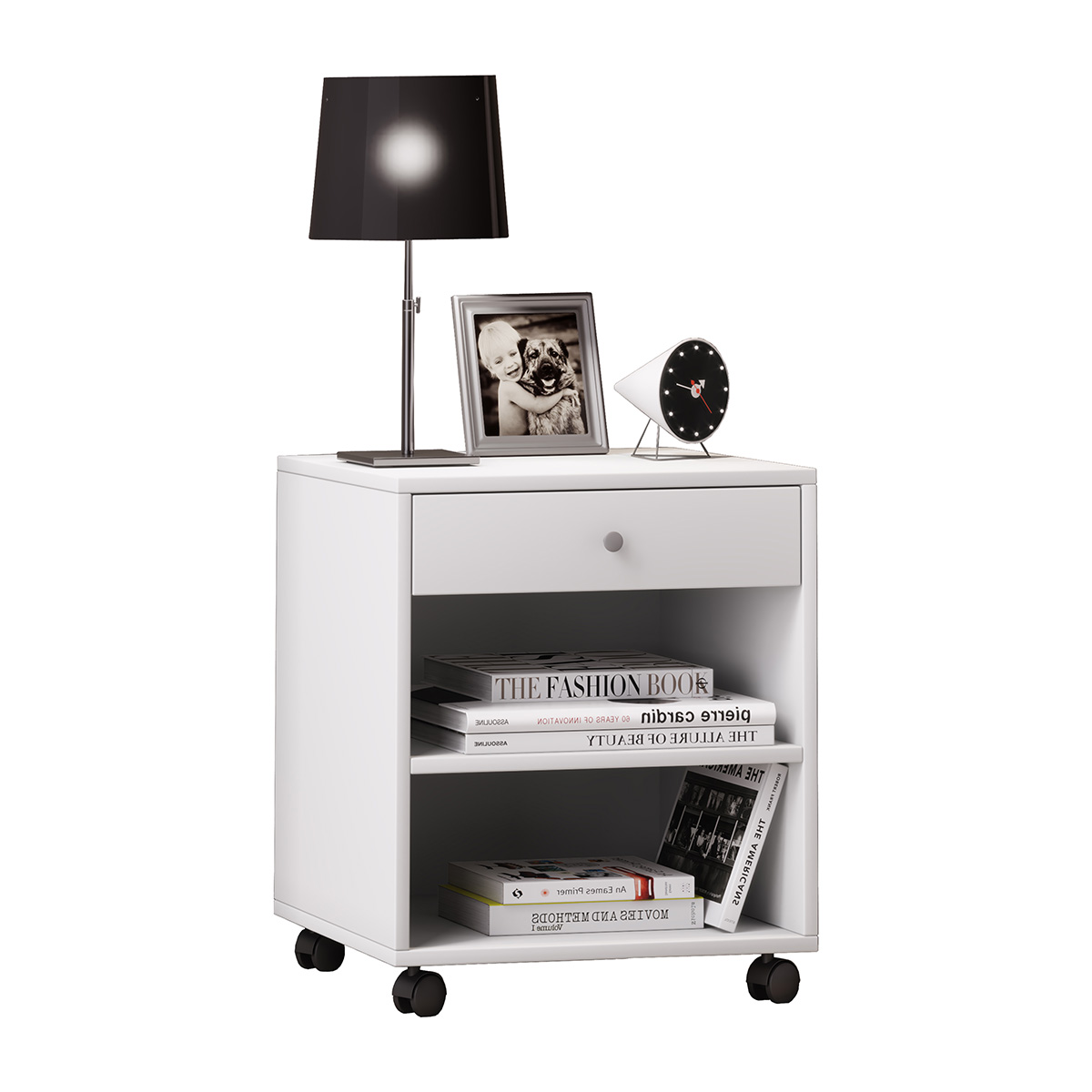 Rolda natbord 1 skuffe 2 hylder hvid billede