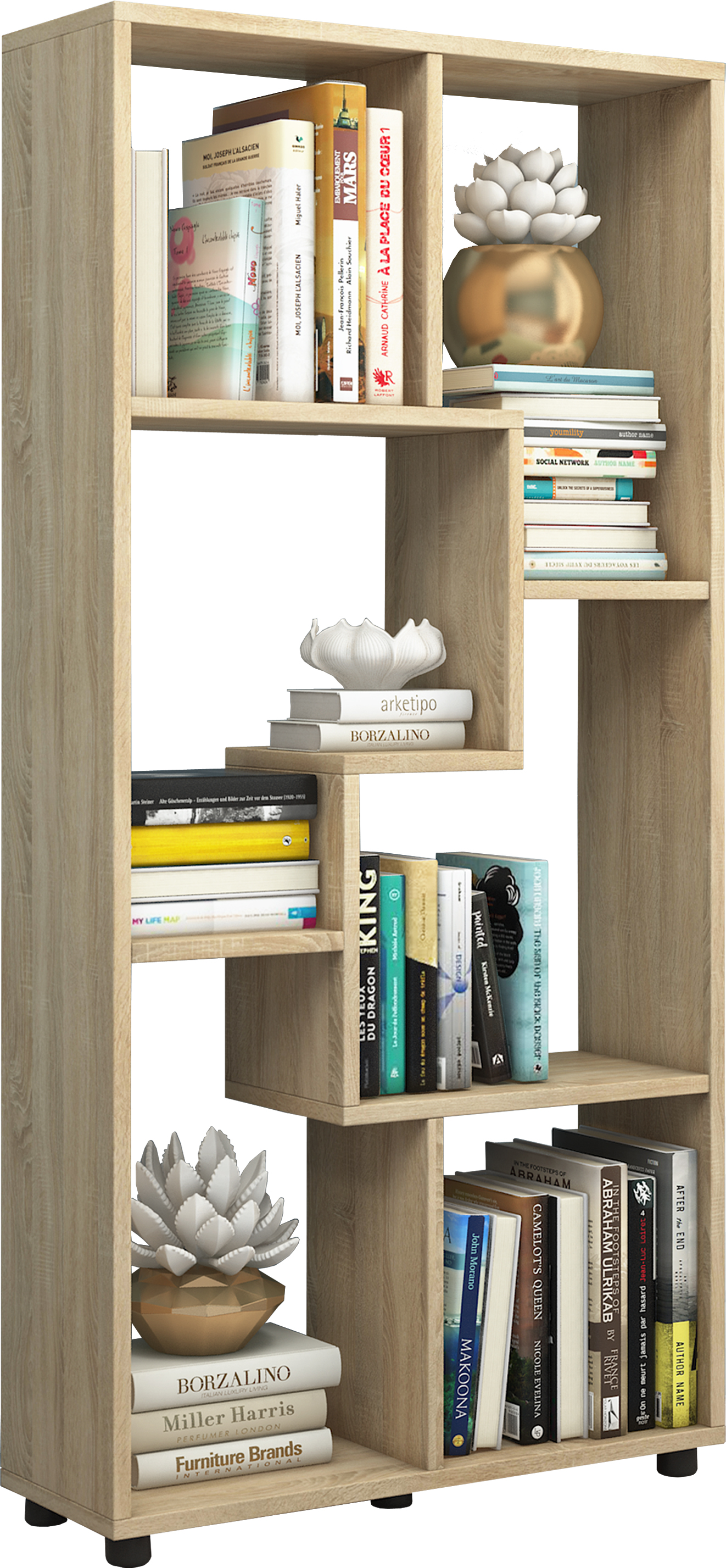 Blina reol, rumdeler 6 rum, Sonoma eg dekor billede