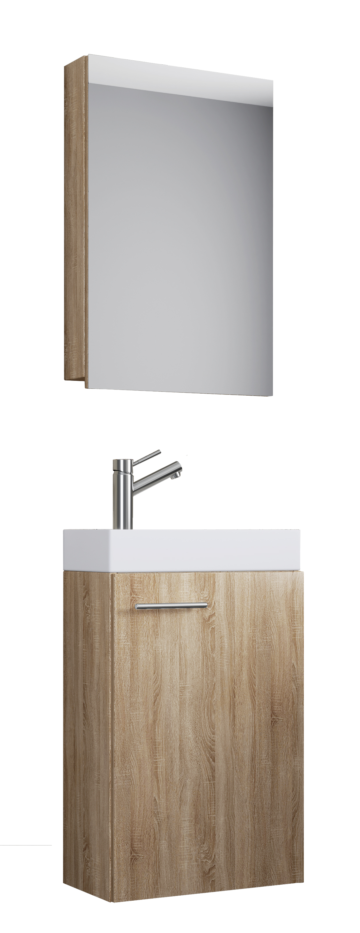 Victor badmiljø med spejlskab og underskab, Sonoma eg dekor